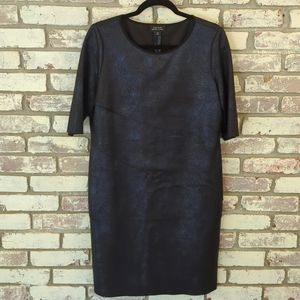 Tahari Metallic Blue and Black Dress